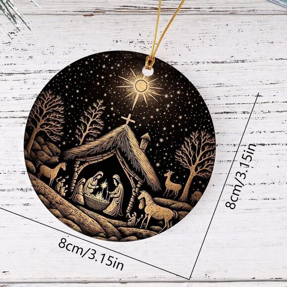 Set of 3 Nativity Music Sheet “Believe” Acrylic Ornaments Christian Christmas - Picture 2 of 3